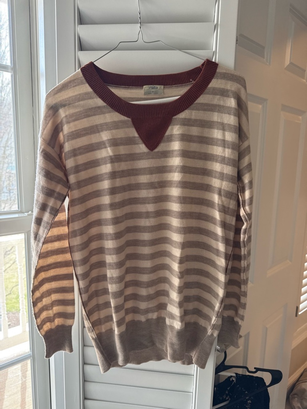 Madewell Striped Crewneck Sweater in Beige and Rust - Picture 2 of 3